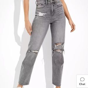 American Eagle AE Highest Waist '90s Boyfriend Jean Grey Distressed Size 6 Short